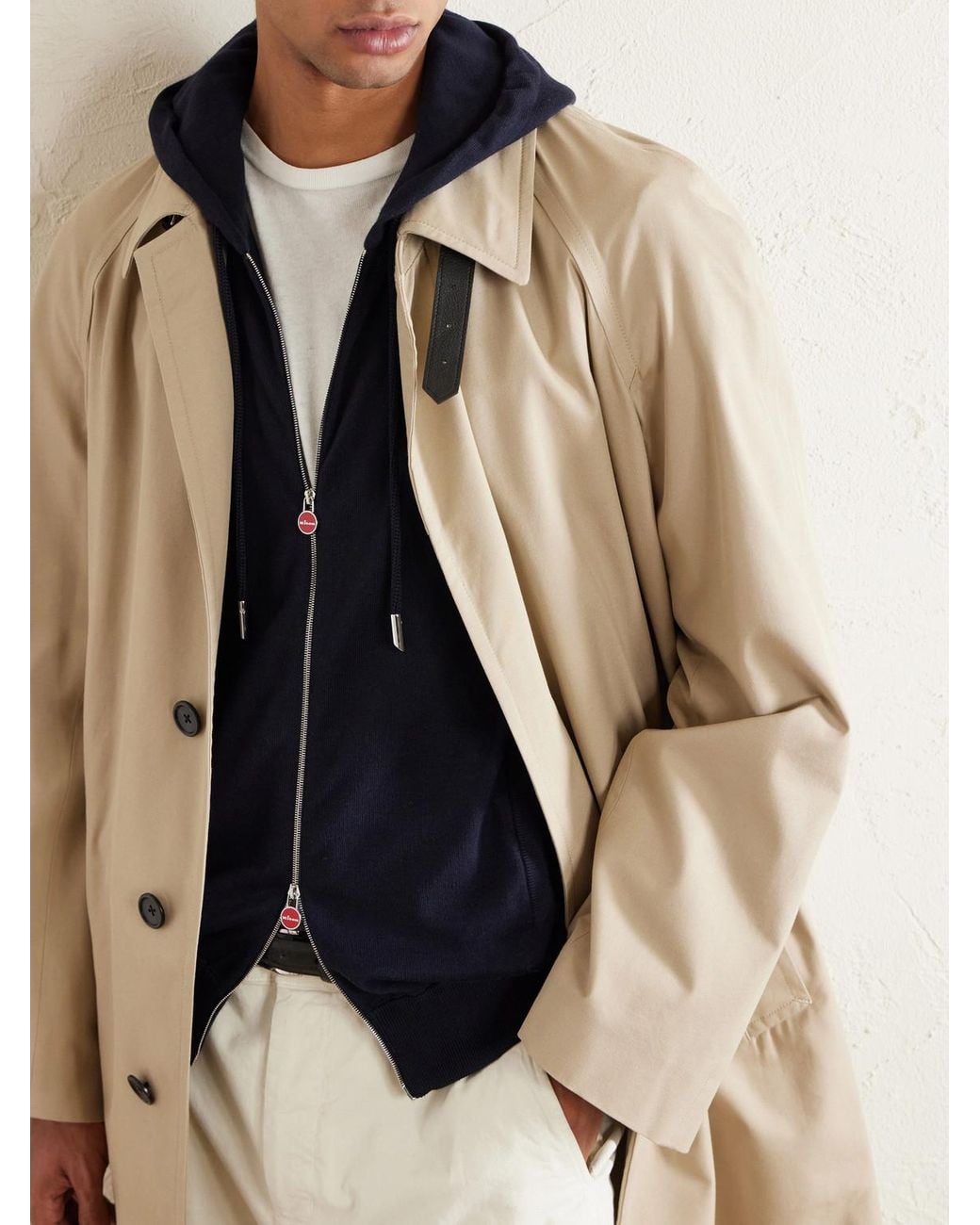 Kiton Blue Cotton-Jersey Zip-Up Hoodie for men