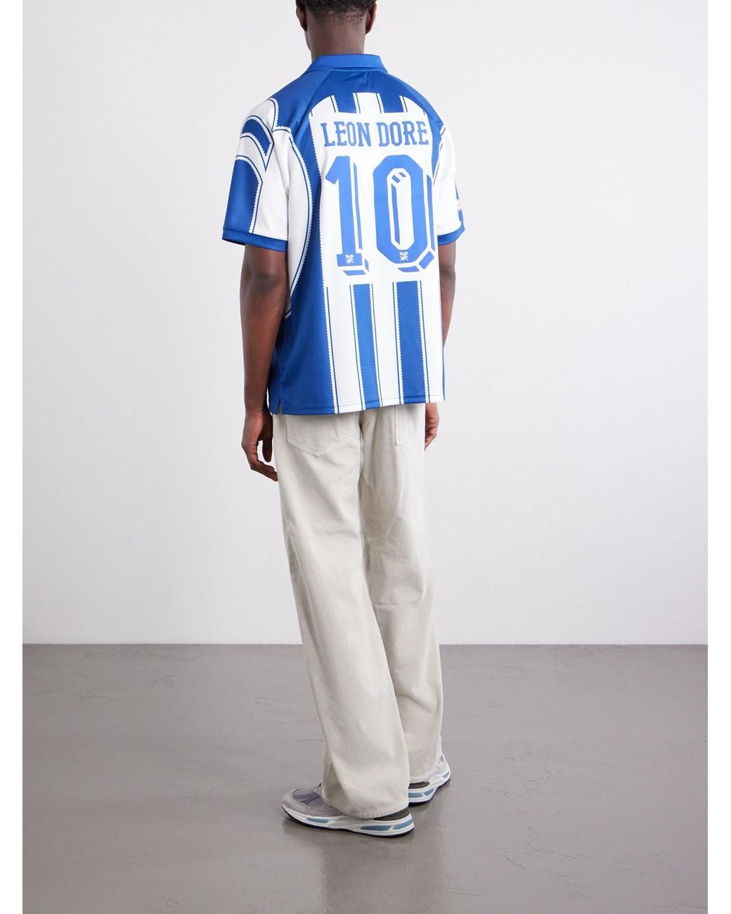 Aimé Leon Dore Blue Logo-Appliquéd Striped Jersey T-Shirt for men