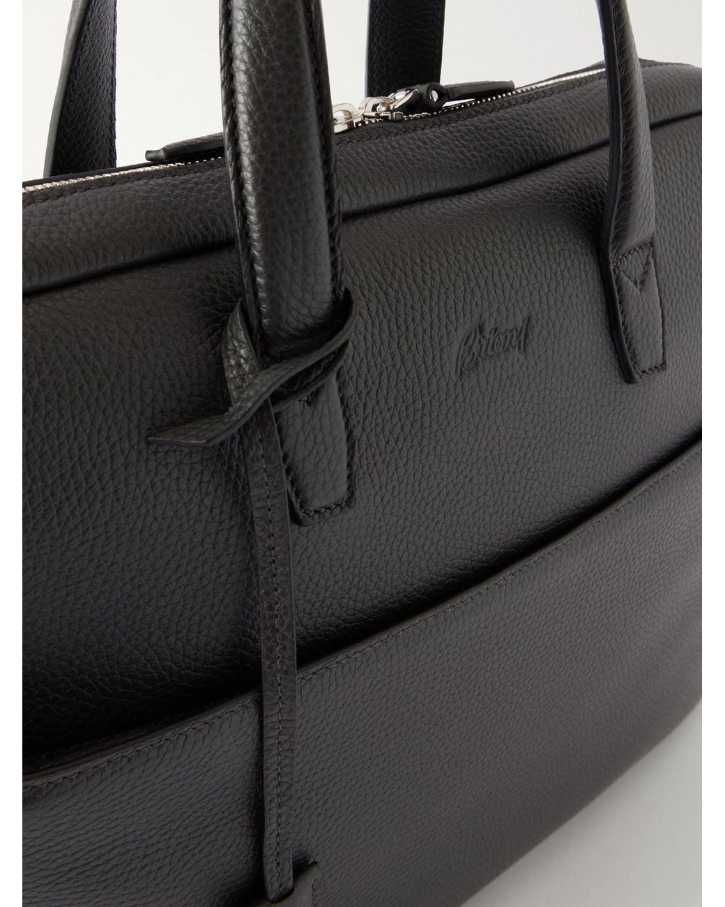 Brioni Black Full-Grain Leather Briefcase for men