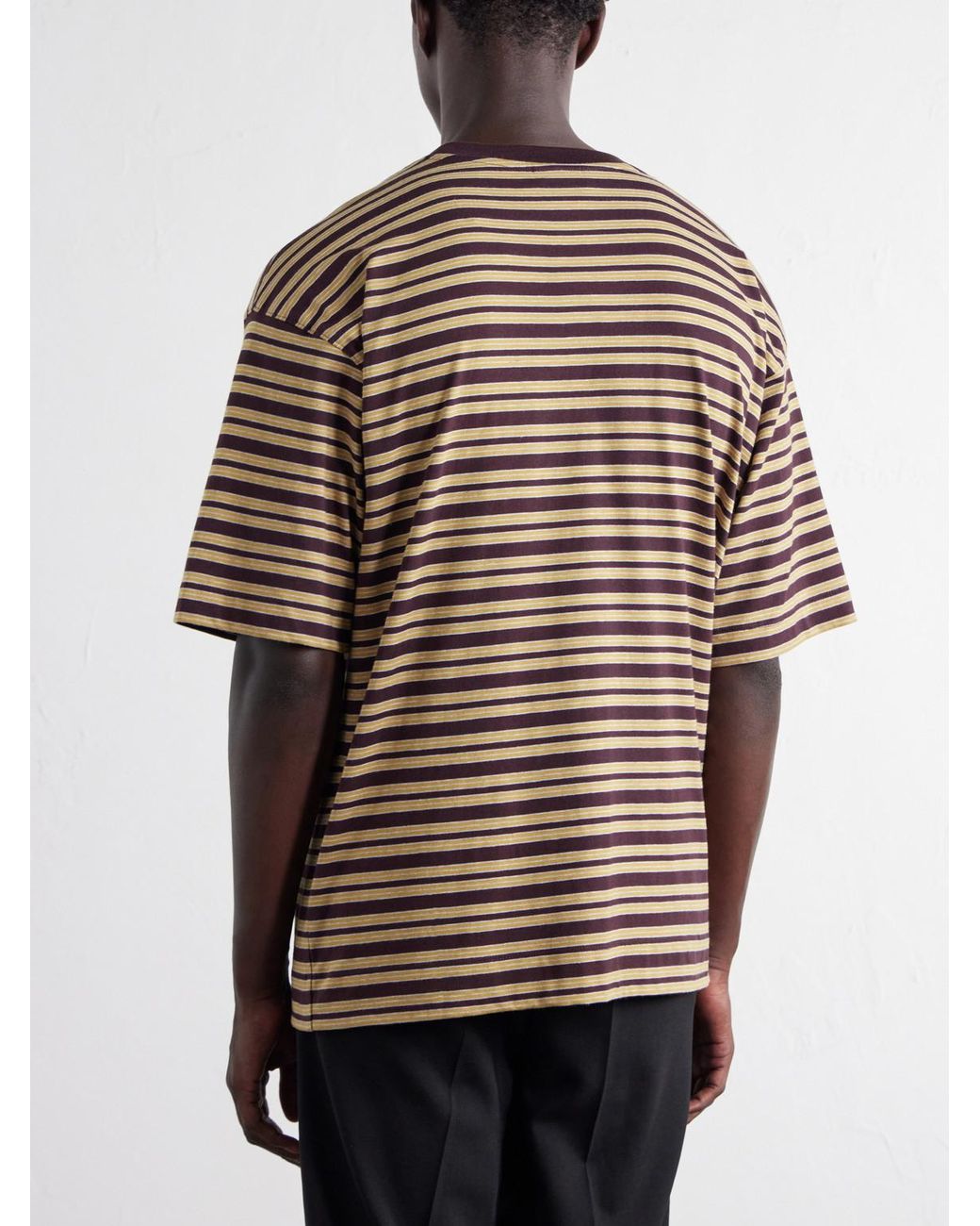 Dries Van Noten Gray Striped Cotton-Jersey T-Shirt for men