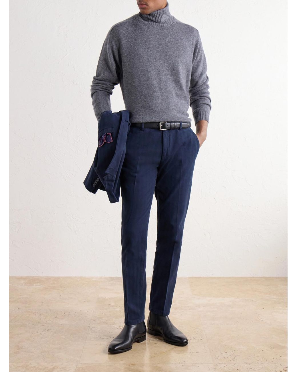 Boglioli Gray Virgin Wool And Cashmere-Blend Rollneck Sweater for men