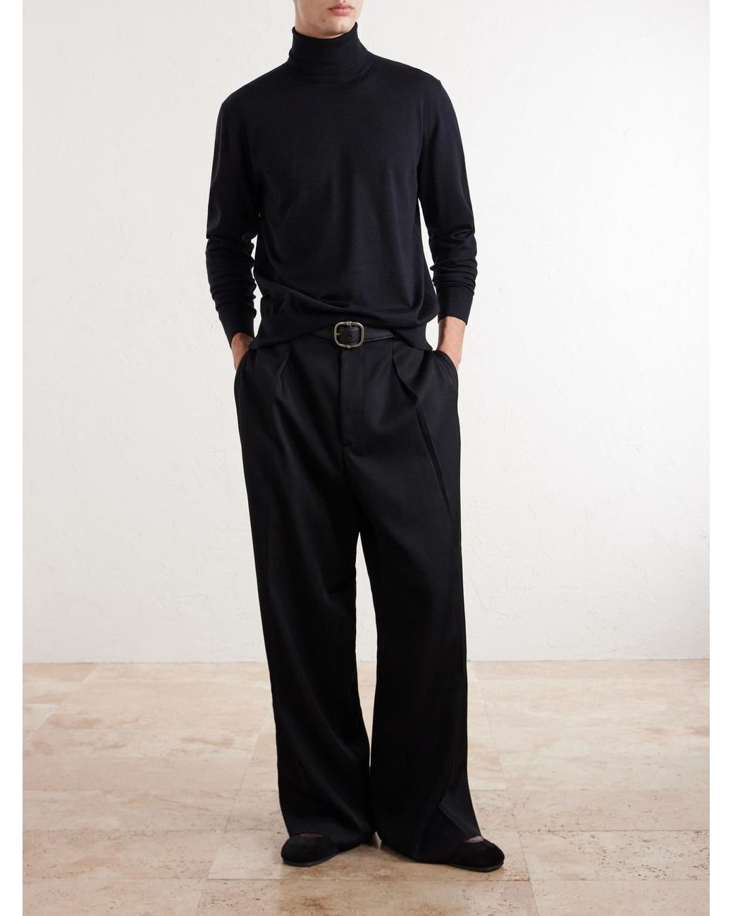Dries Van Noten Blue Merino Wool Rollneck Sweater for men