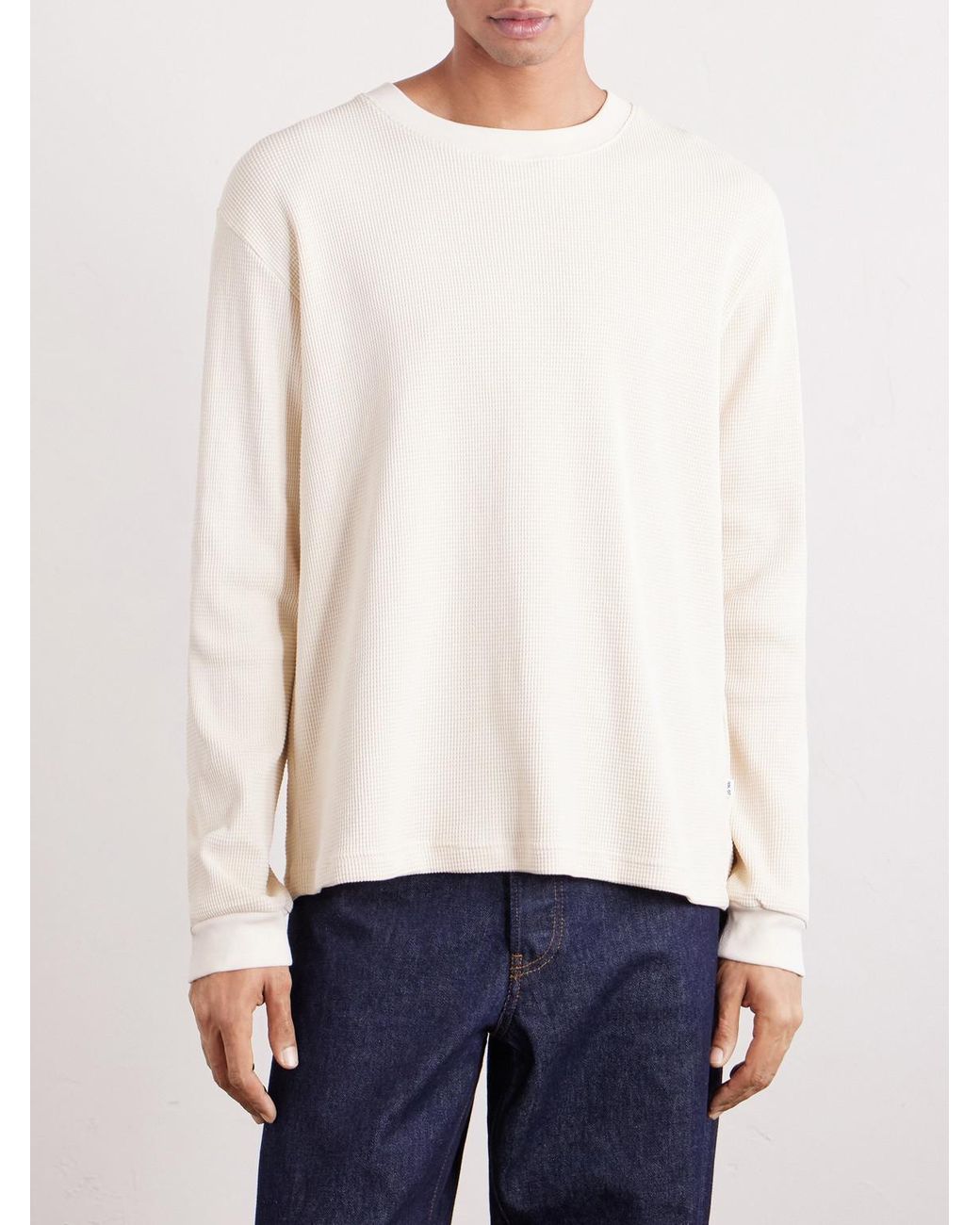 NN07 Natural Jett 30035 Waffle-Knit Organic Cotton Sweater for men