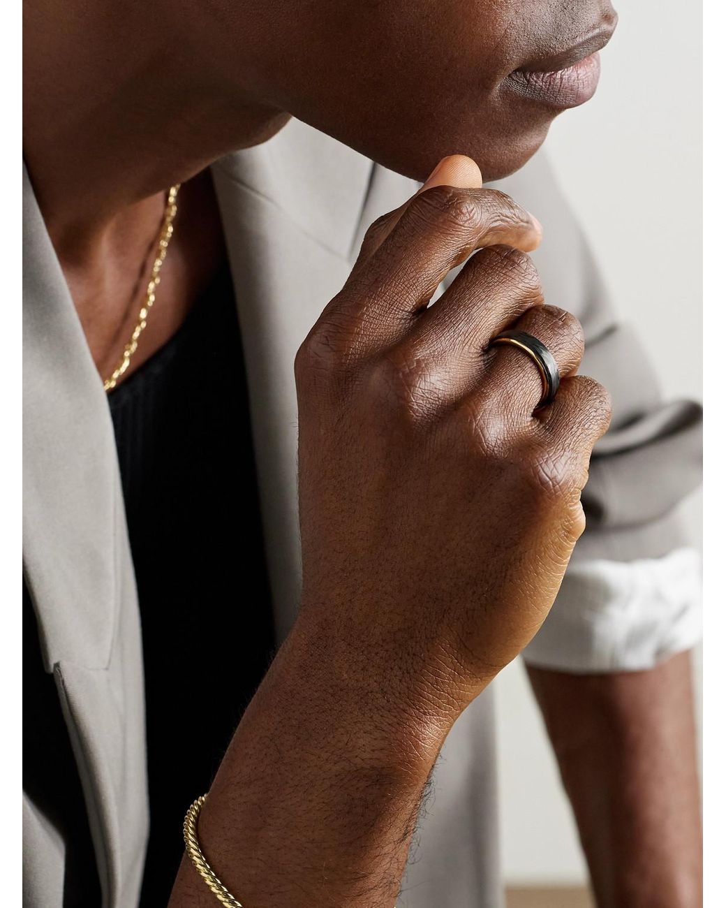 Streamline 18-Karat And Forged Carbon Ring di David Yurman in Black da Uomo