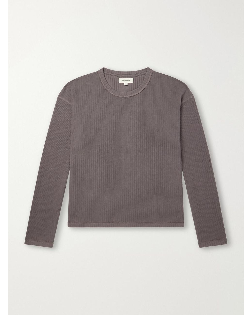 mfpen Gray Ribbed Organic Cotton Sweater for men