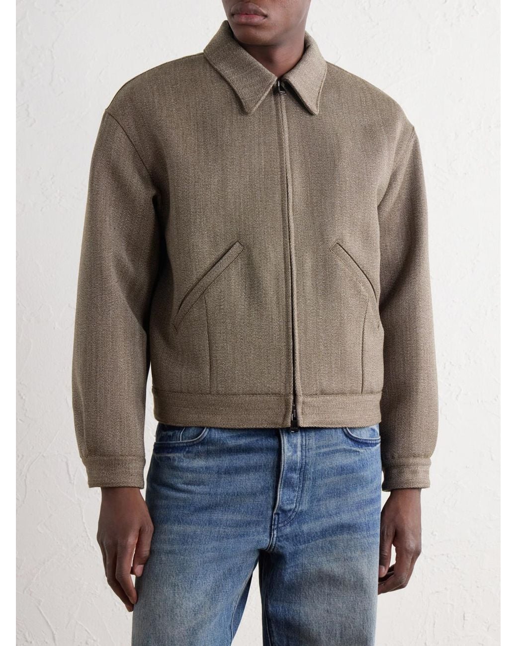 Valstar Gray Stan Wool-Covert Bomber Jacket for men