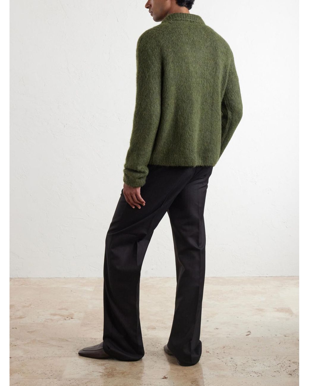 Dries Van Noten Green Mora Cropped Alpaca-Blend Cardigan for men