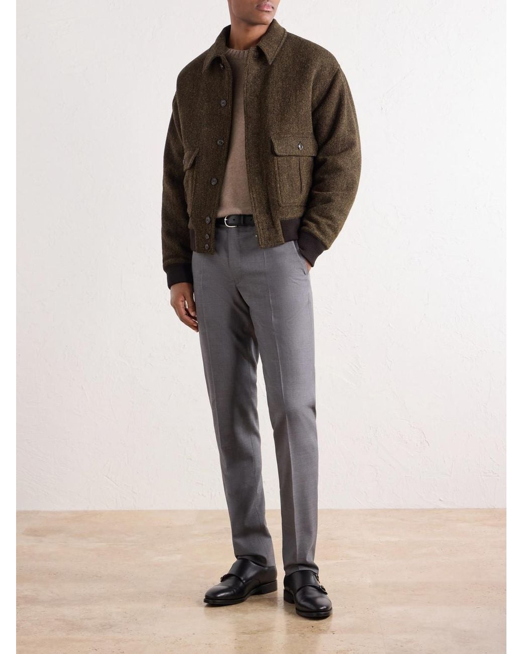 Slowear Gray Incotex Straight-Leg Tropical Wool Suit Trousers for men