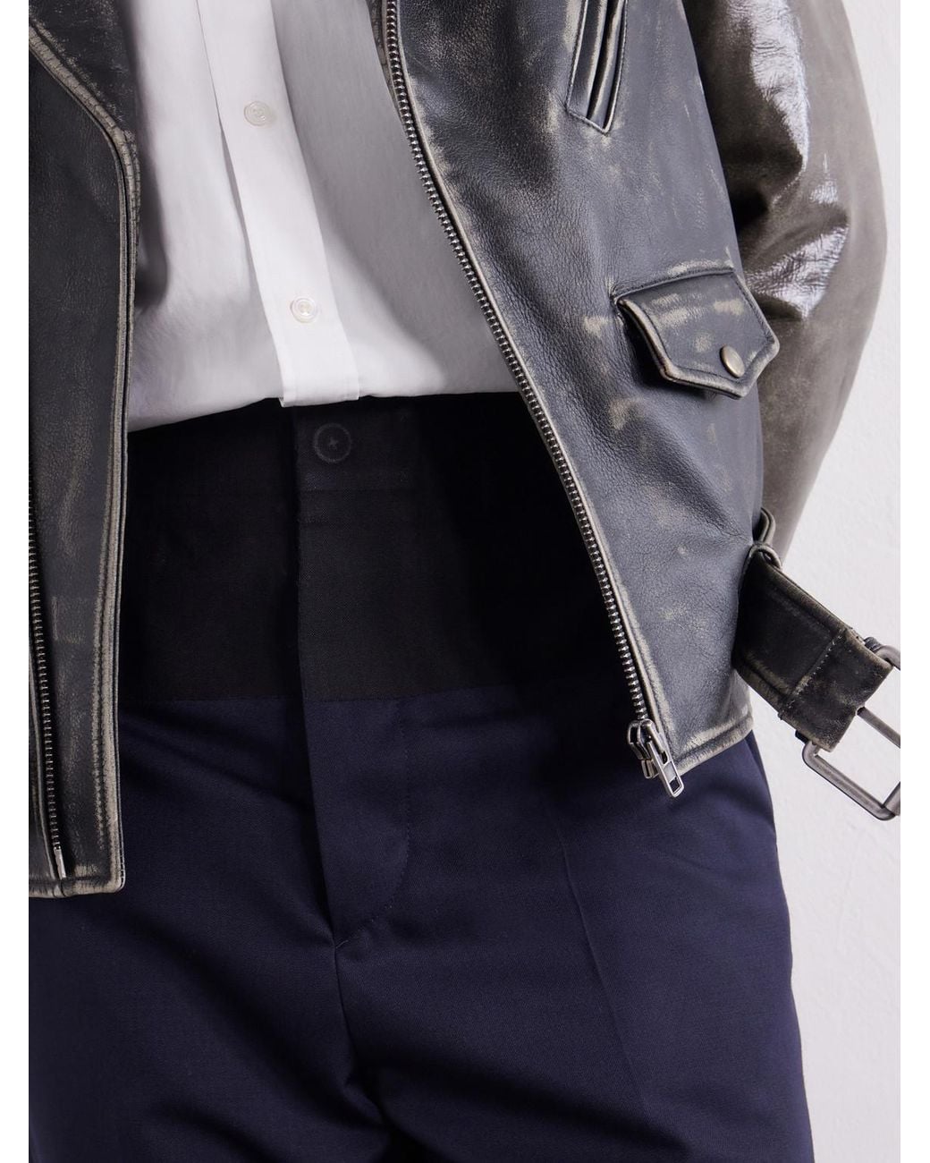 Maison Margiela Blue Insertion Straight-leg Patched Virgin Wool Trousers for men