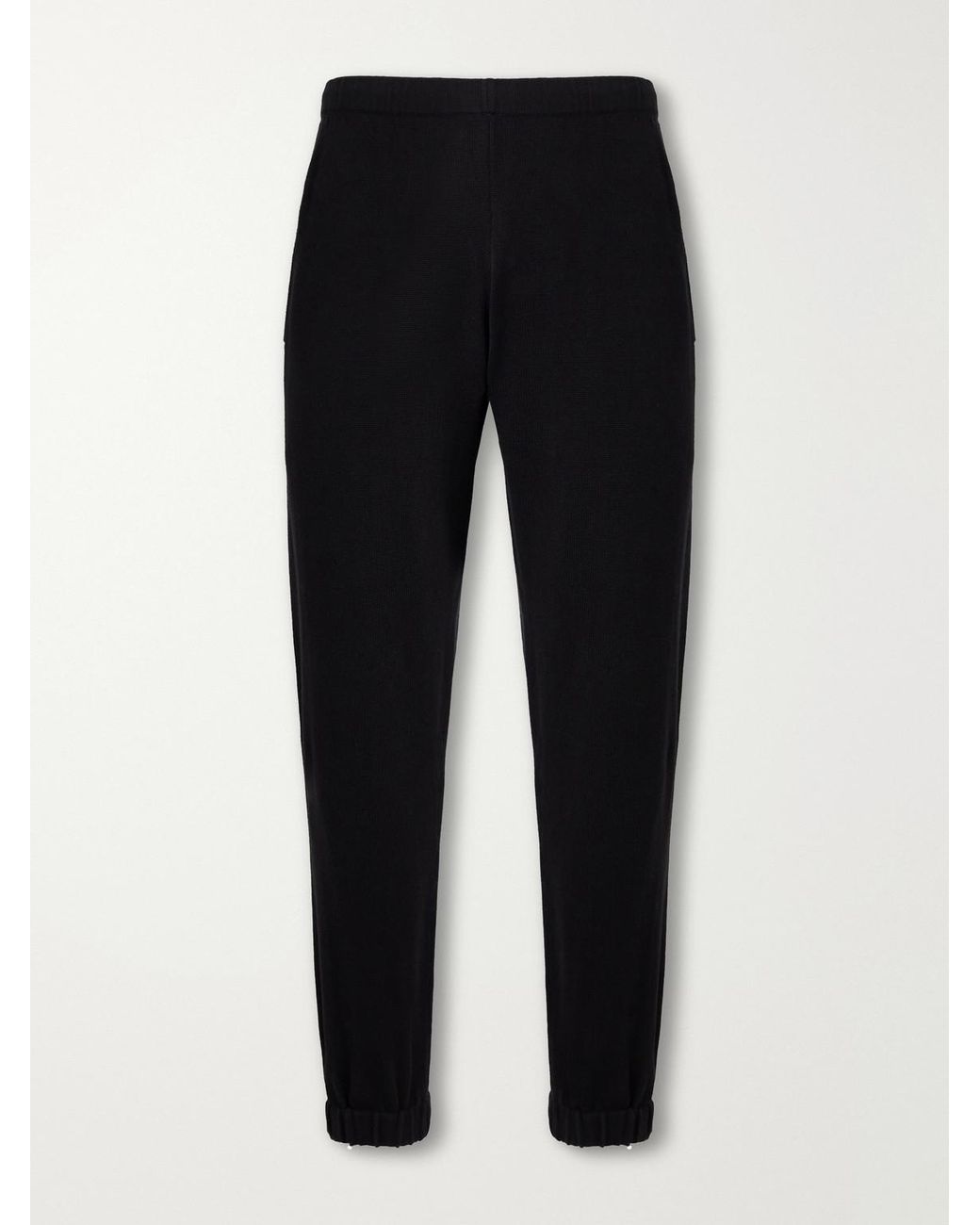 Ghiaia Black Tapered Ribbed Cotton Sweatpants for men