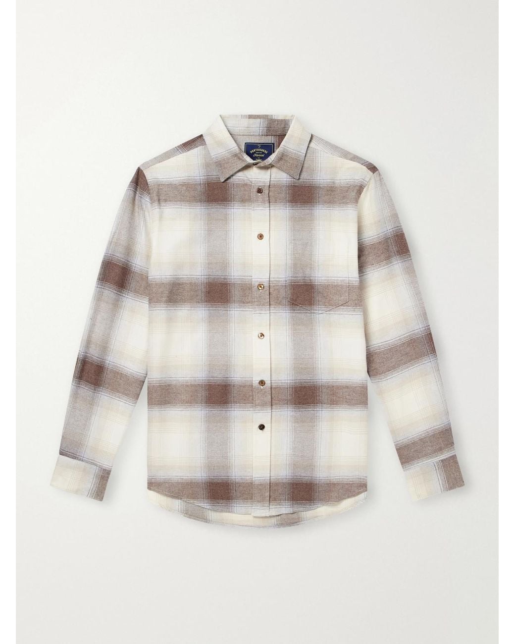 Portuguese Flannel Natural Pantine Checked Cotton-Flannel Shirt for men