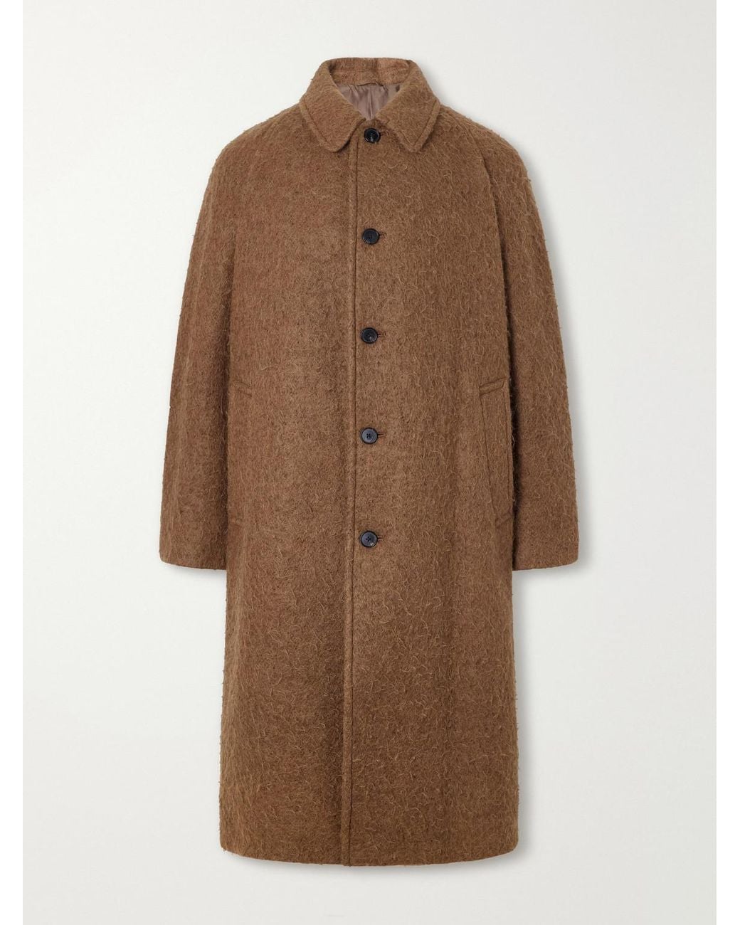 Kaptain Sunshine Brushed Wool-Blend Woven Coat in Brown for Men | Lyst