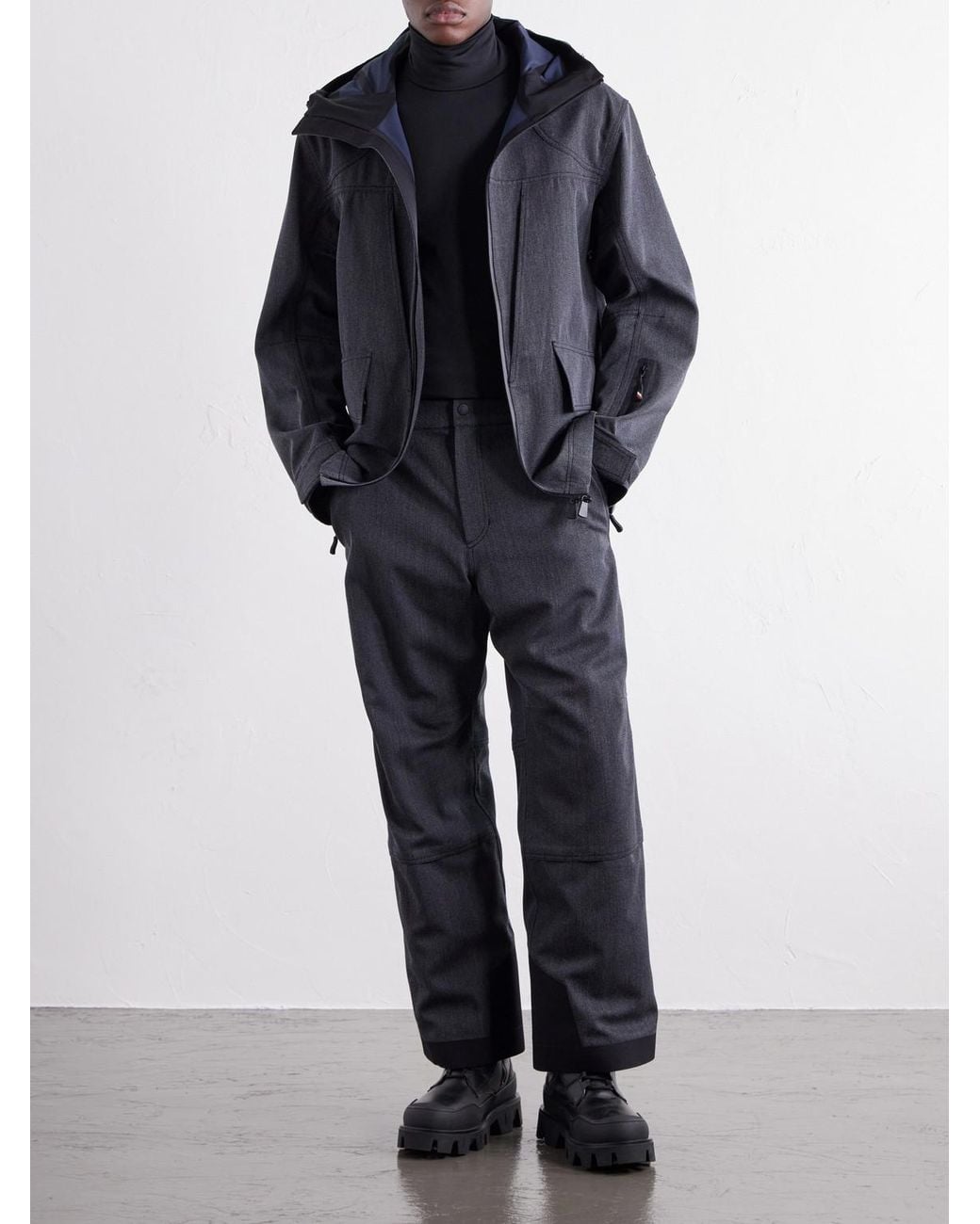 Moncler Gray Straight-Leg Padded Virgin Wool-Twill Ski Pants for men
