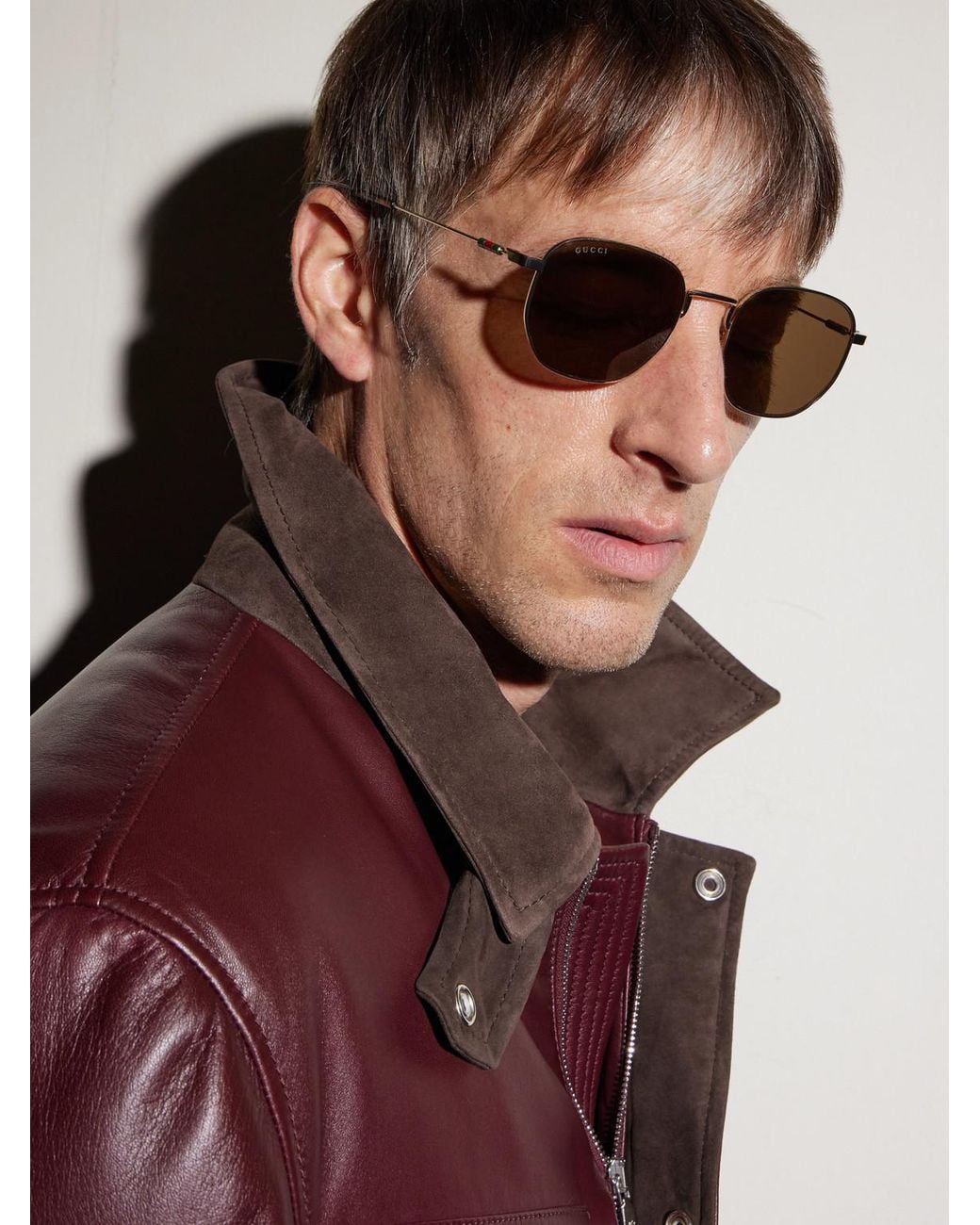 Gucci Pink Round-frame Rose Gold-tone Sunglasses for men