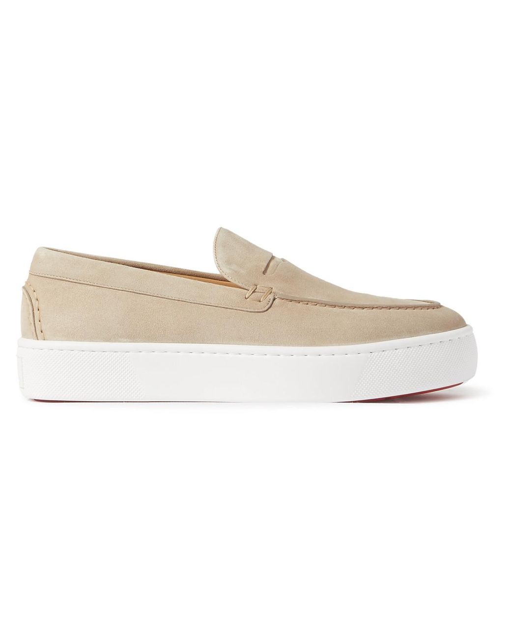 Christian Louboutin Paqueboat Suede Penny Loafers for Men | Lyst