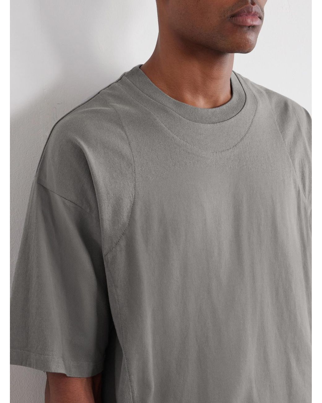 Maison Margiela Gray Layered Cotton-Jersey T-Shirt for men
