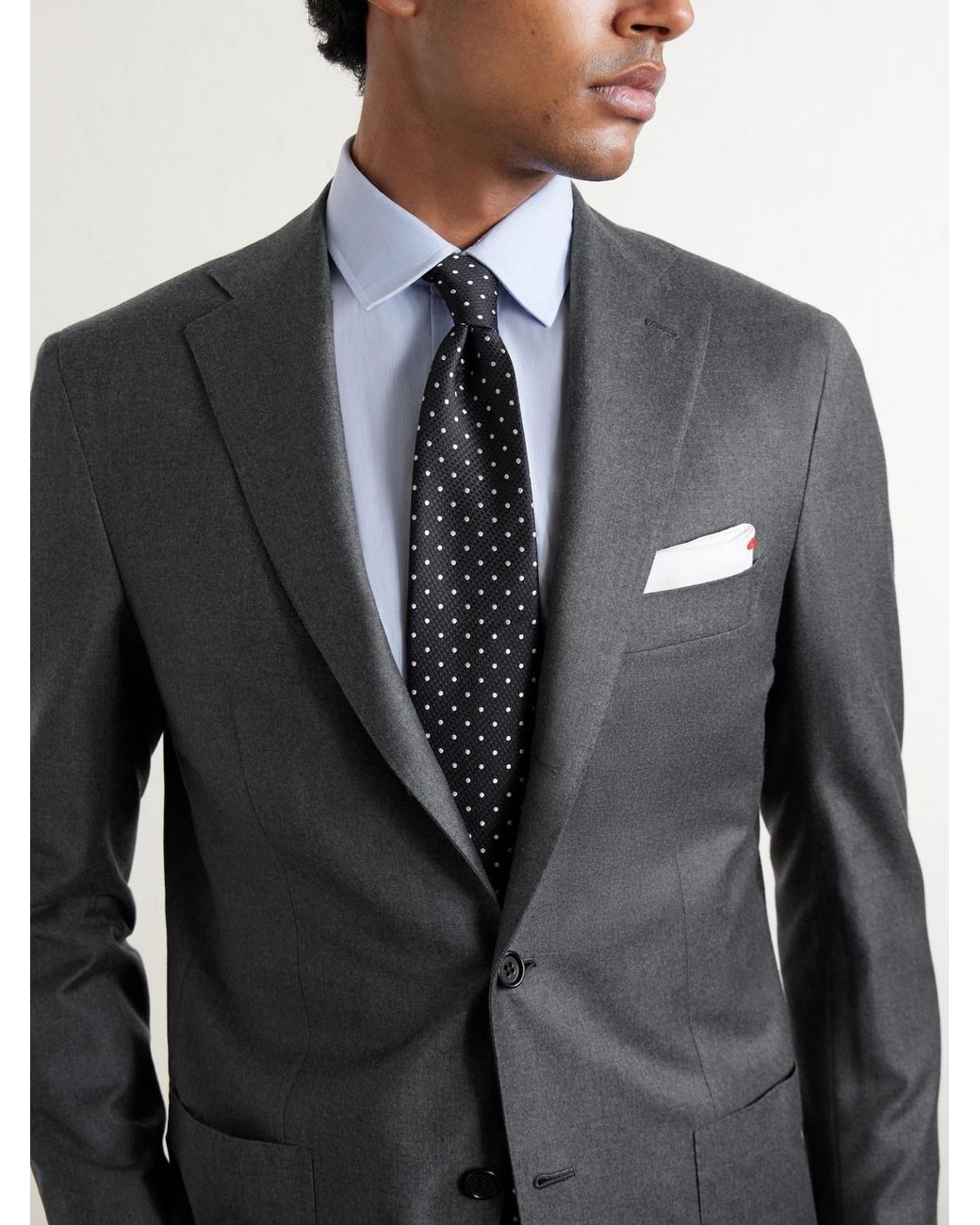 Kiton Gray Brushed Wool Suit Jacket for men