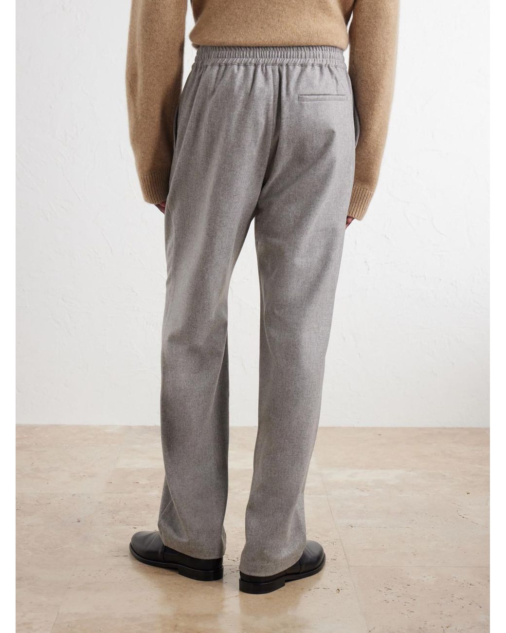 De Bonne Facture Gray Tapered Virgin Wool Drawstring Trousers for men