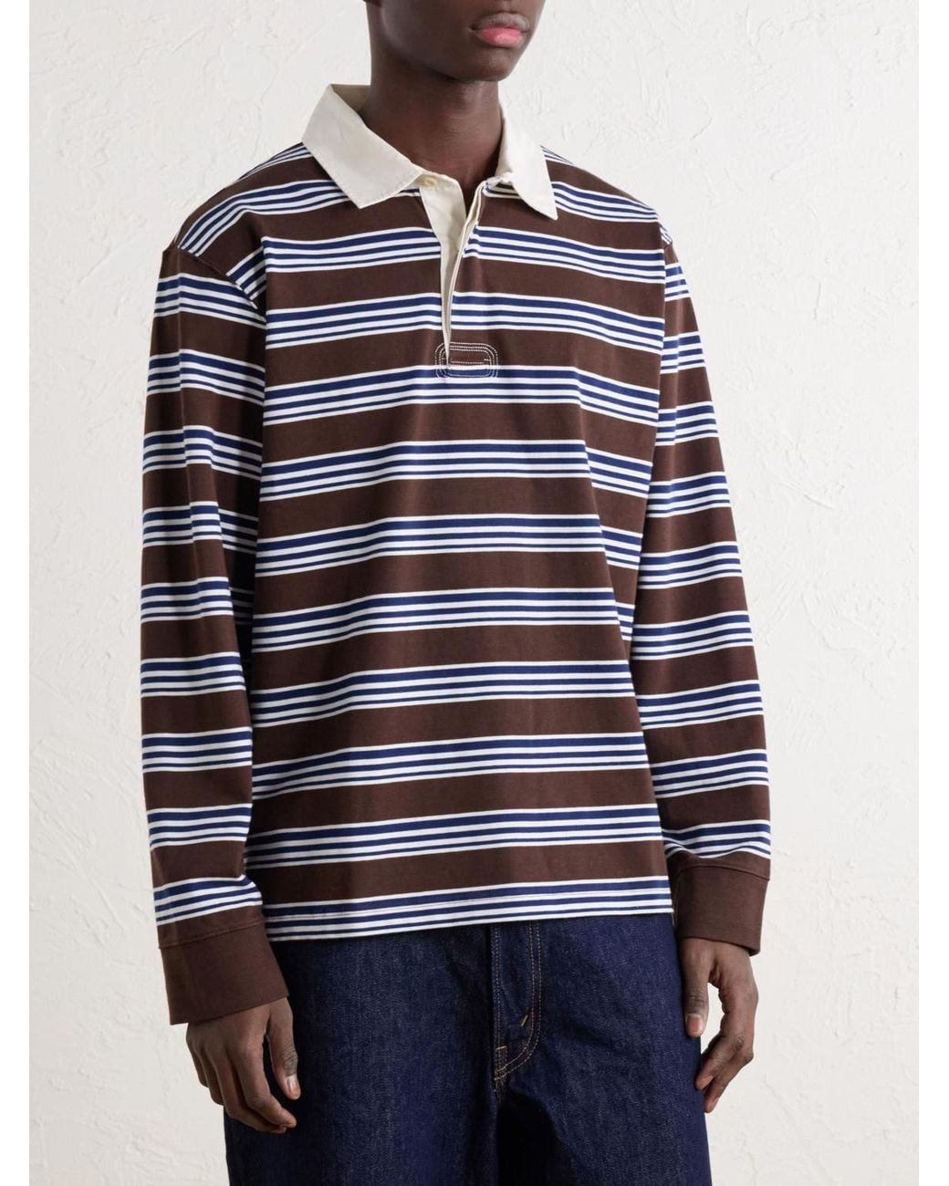 Corridor NYC Blue Striped Cotton-Jersey Polo Shirt for men