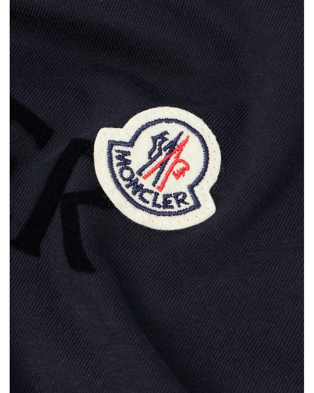 Moncler Blue Logo-Flocked Appliquéd Cotton-Jersey T-Shirt for men
