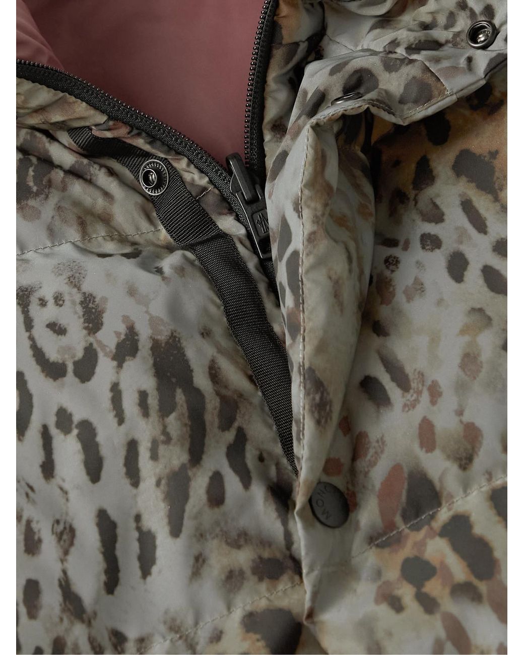 Moncler Genius Gray Moncler 1952 Reflective Reversible Cheetah-Print Shell Down Jacket for men