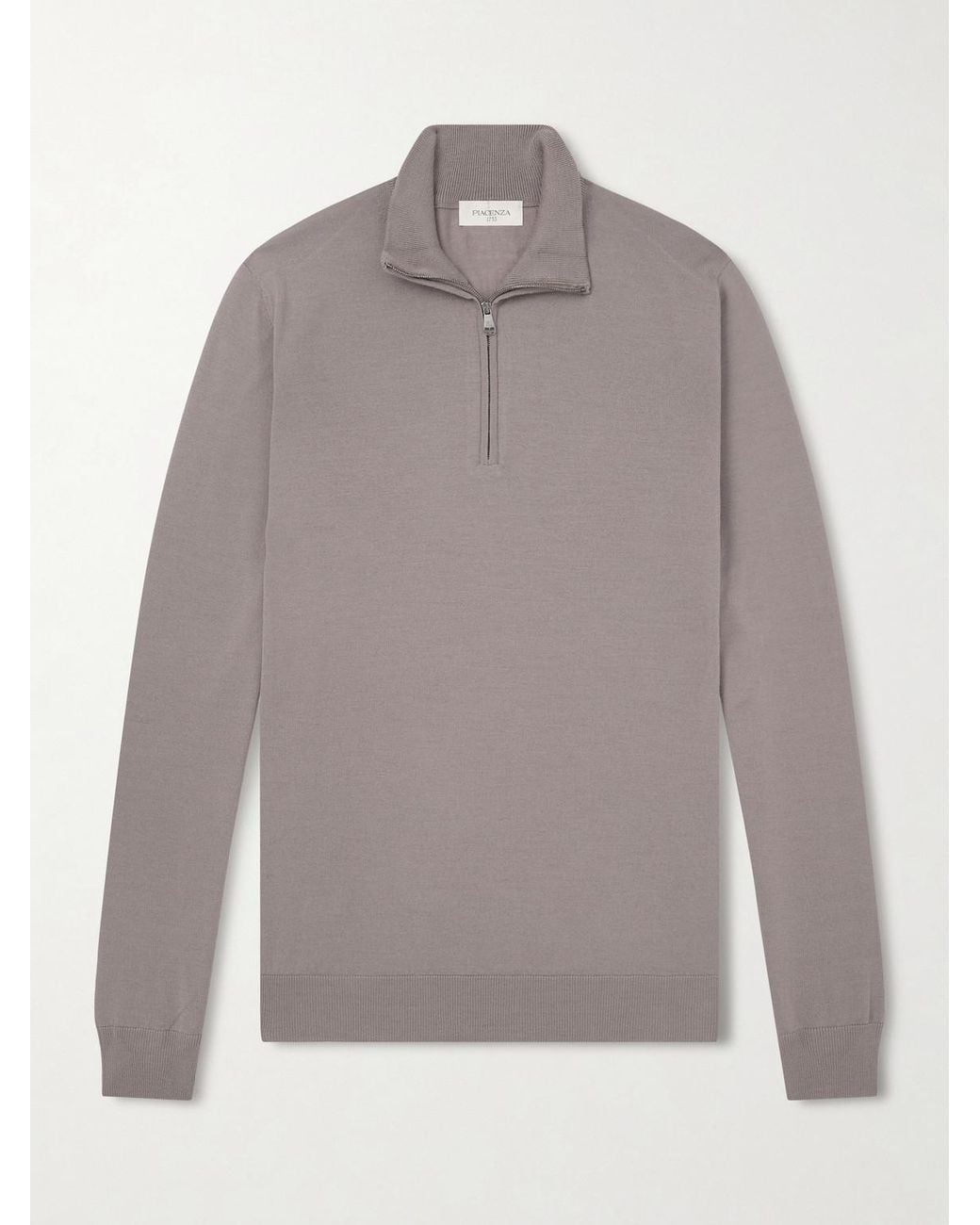 Piacenza 1733 Gray Virgin Wool Half-zip Sweater for men