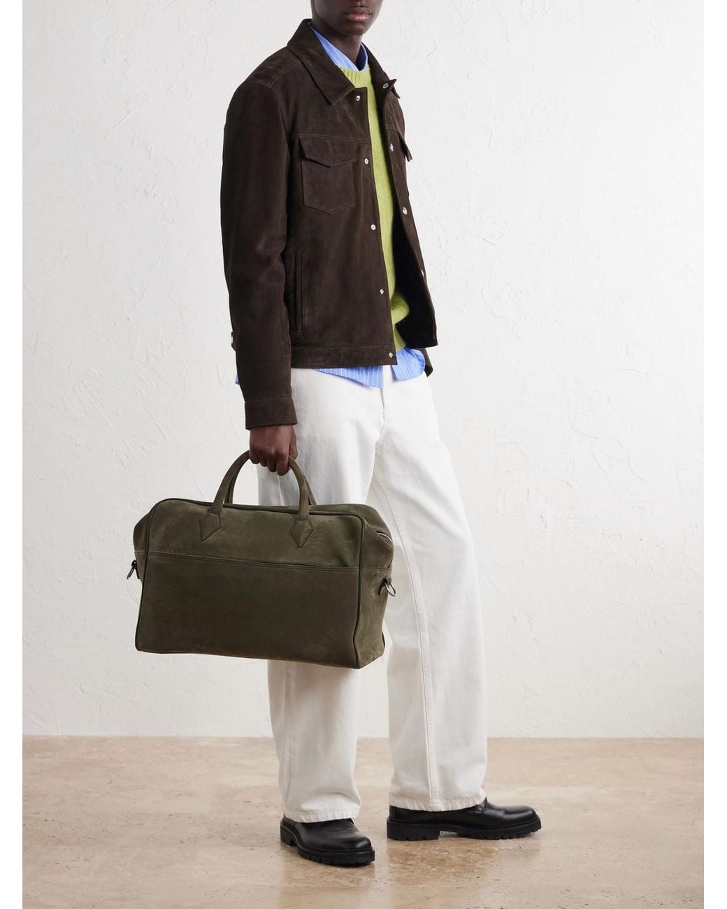 Metier Green Closer Two Day Suede Weekend Bag for men