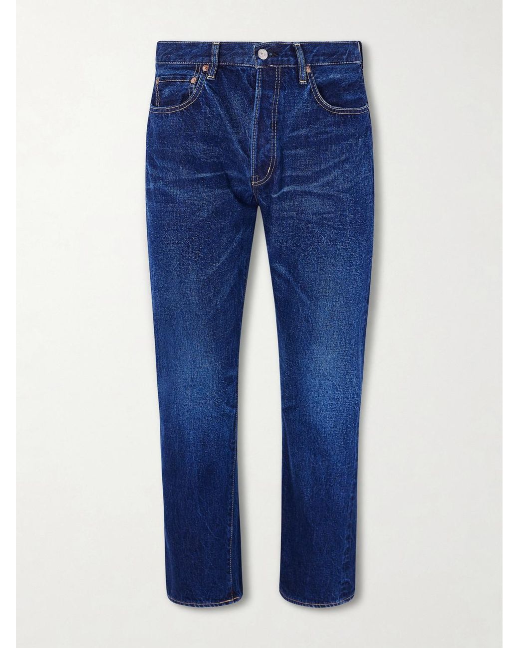 Remi Relief Blue 1954 Straight-leg Cropped Distressed Jeans for men