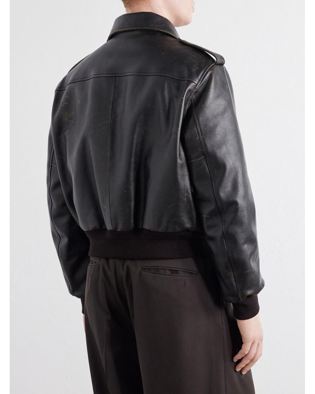 Jil Sander Black Leather Aviator Jacket for men