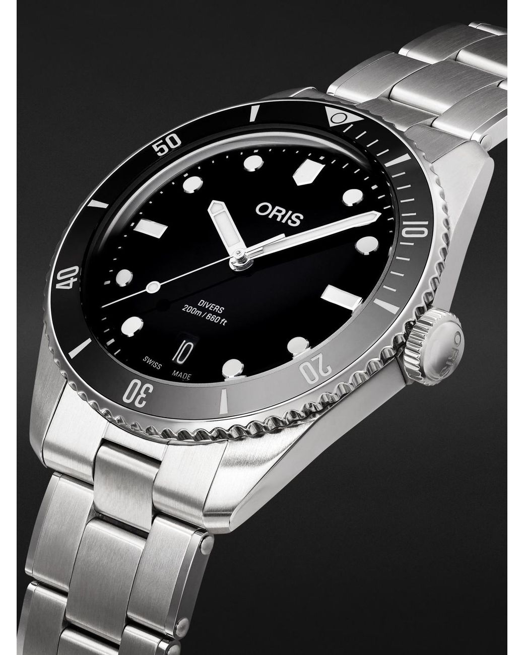 Oris Black Divers Date Automatic Stainless Steel Watch, Ref. 01 733 7795 4054 for men