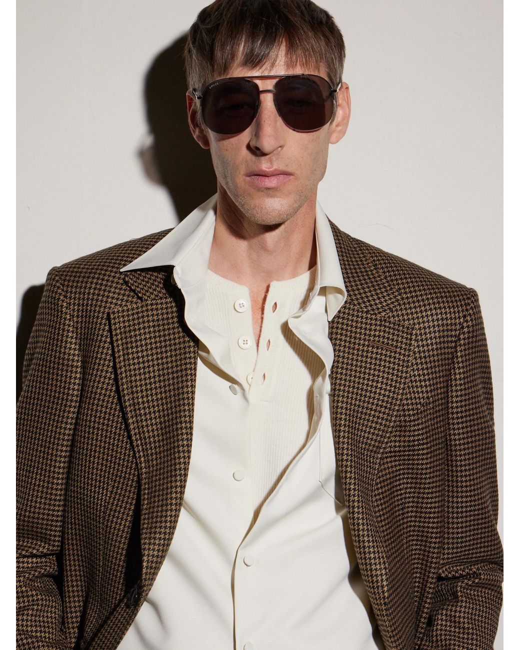 Gucci Metallic Aviator-Style-Tone Sunglasses for men