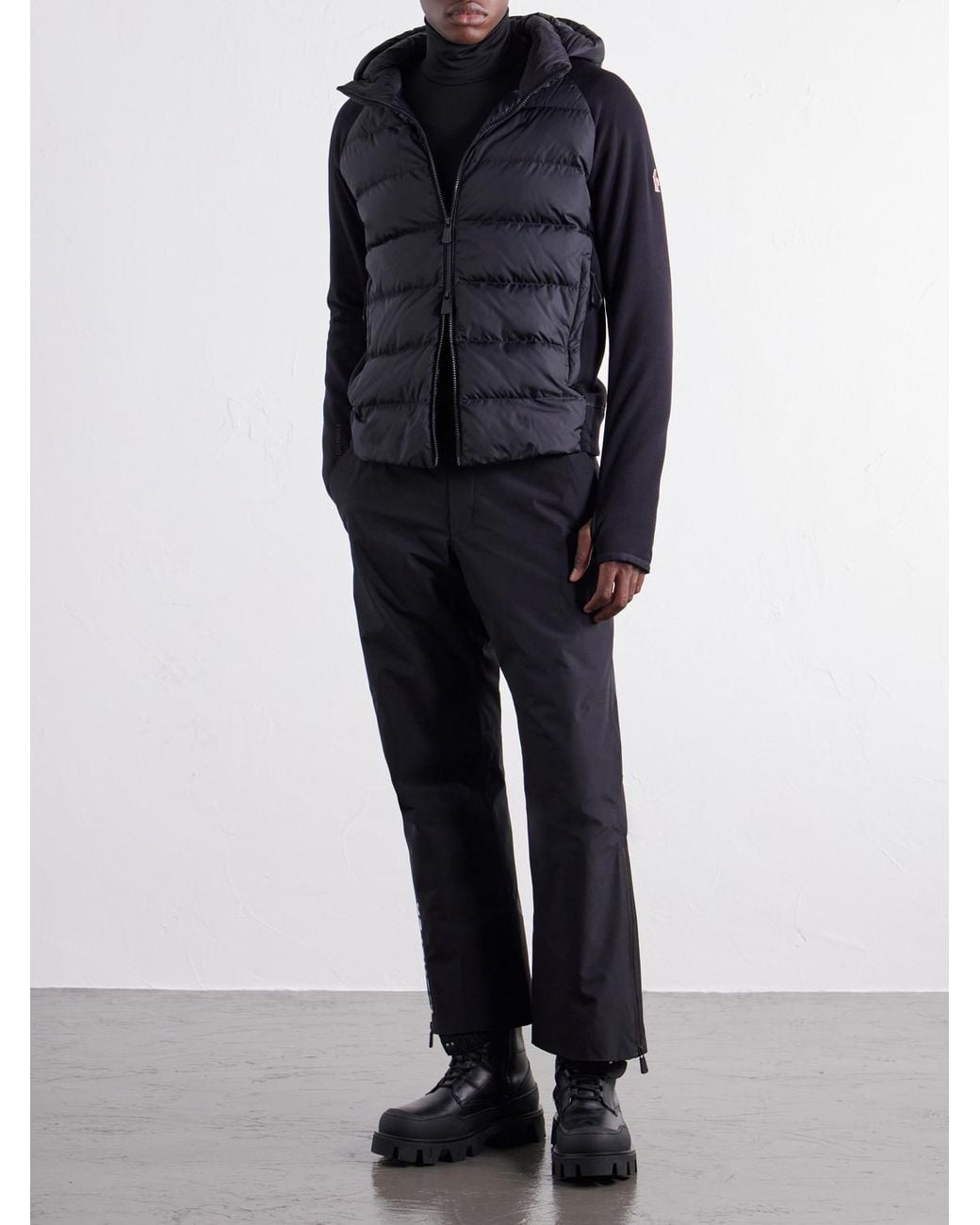 Moncler Black Hooded Quilted Shell And Polartec Power Stretch Pro Ski Mid-Layer for men