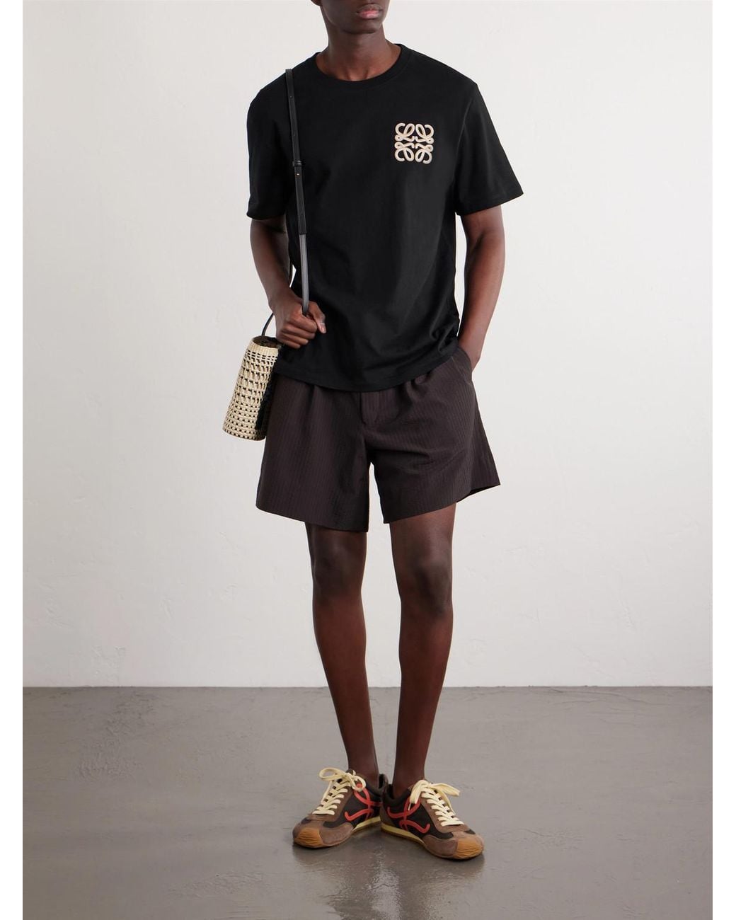 Loewe Black Paula's Ibiza Logo-Embroidered Cotton T-Shirt for men