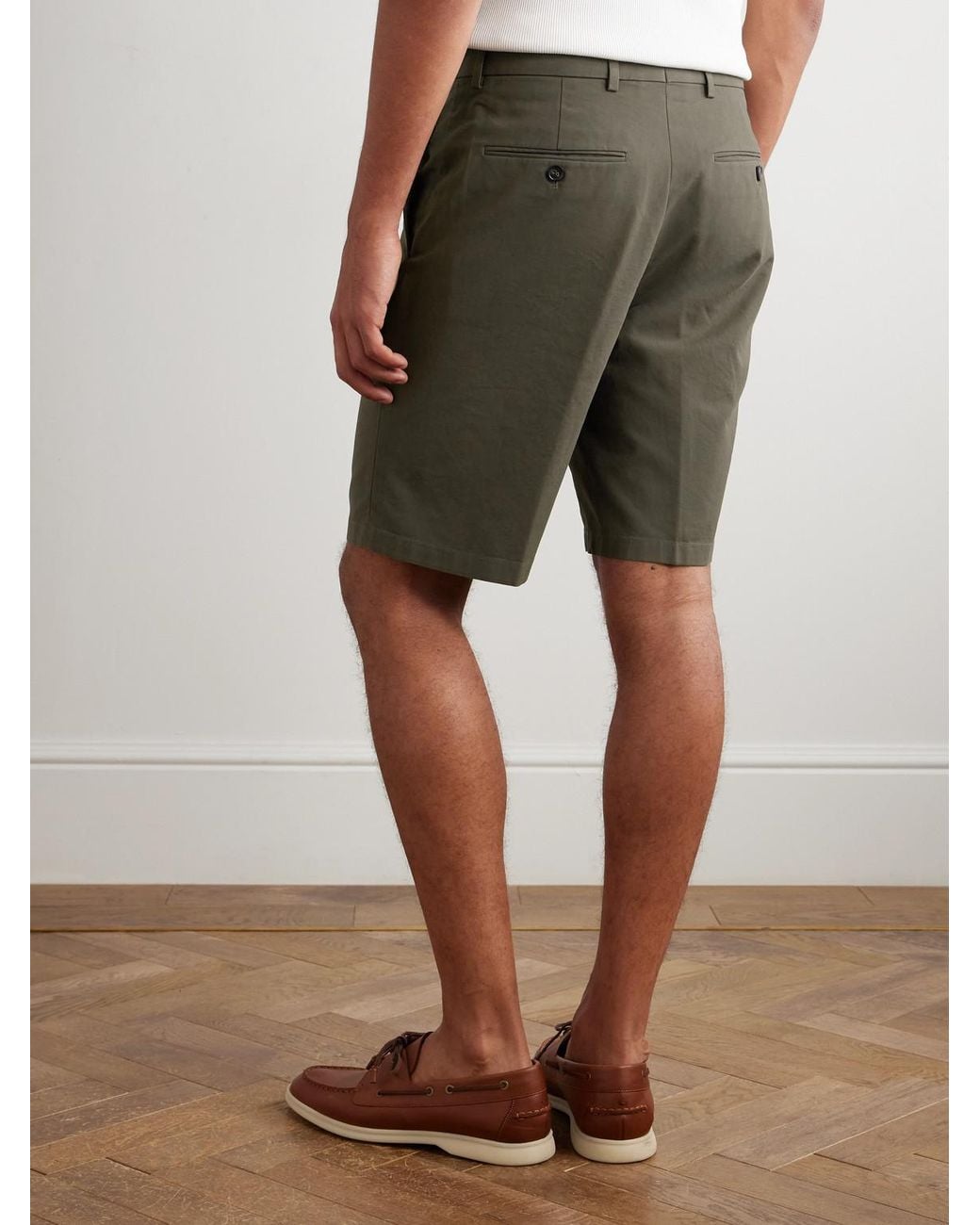 Loro Piana Green Jarno Straight-Leg Stretch-Cotton Bermuda Shorts for men