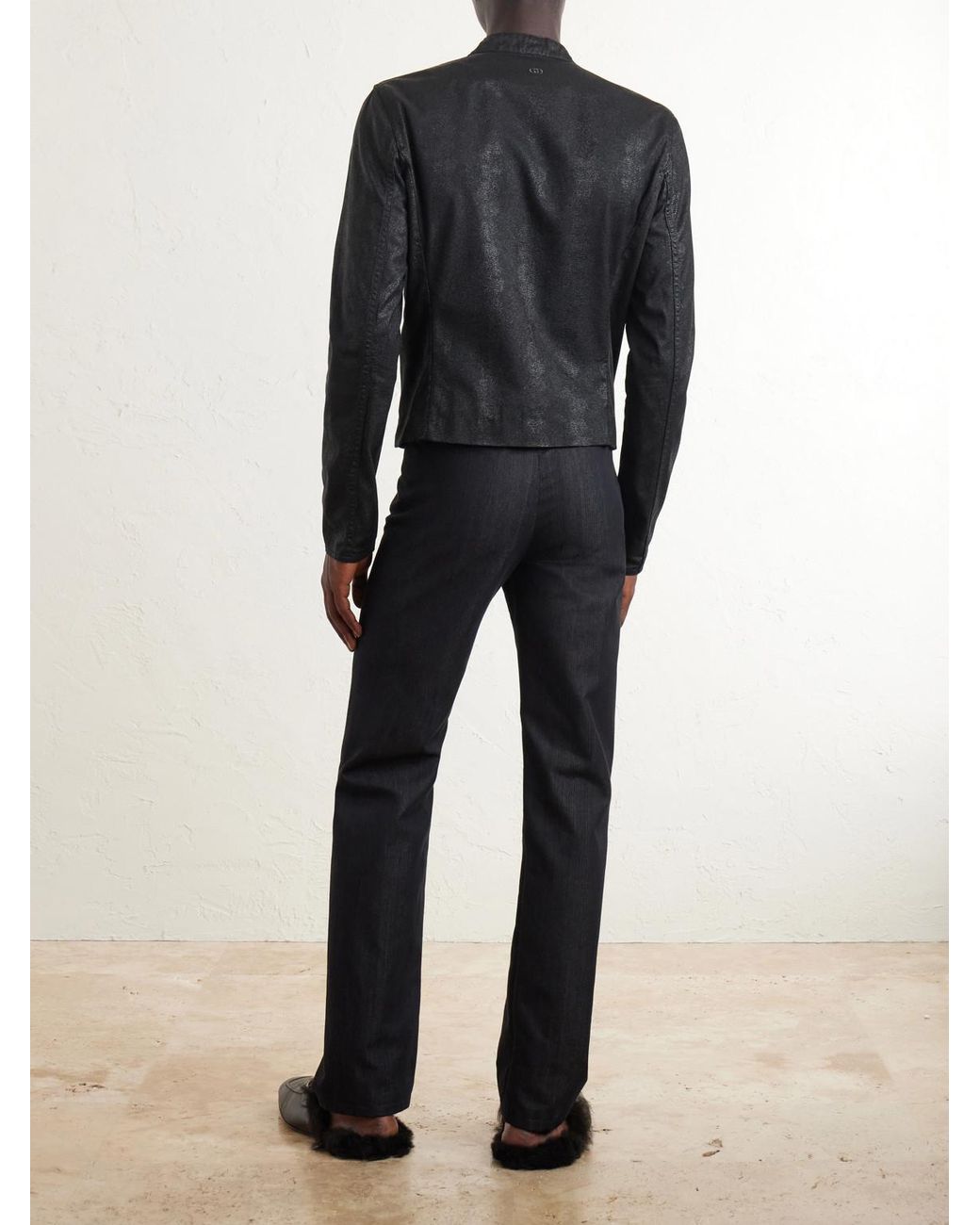 Gucci Black Snake-Effect Cotton-Blend Jacket for men