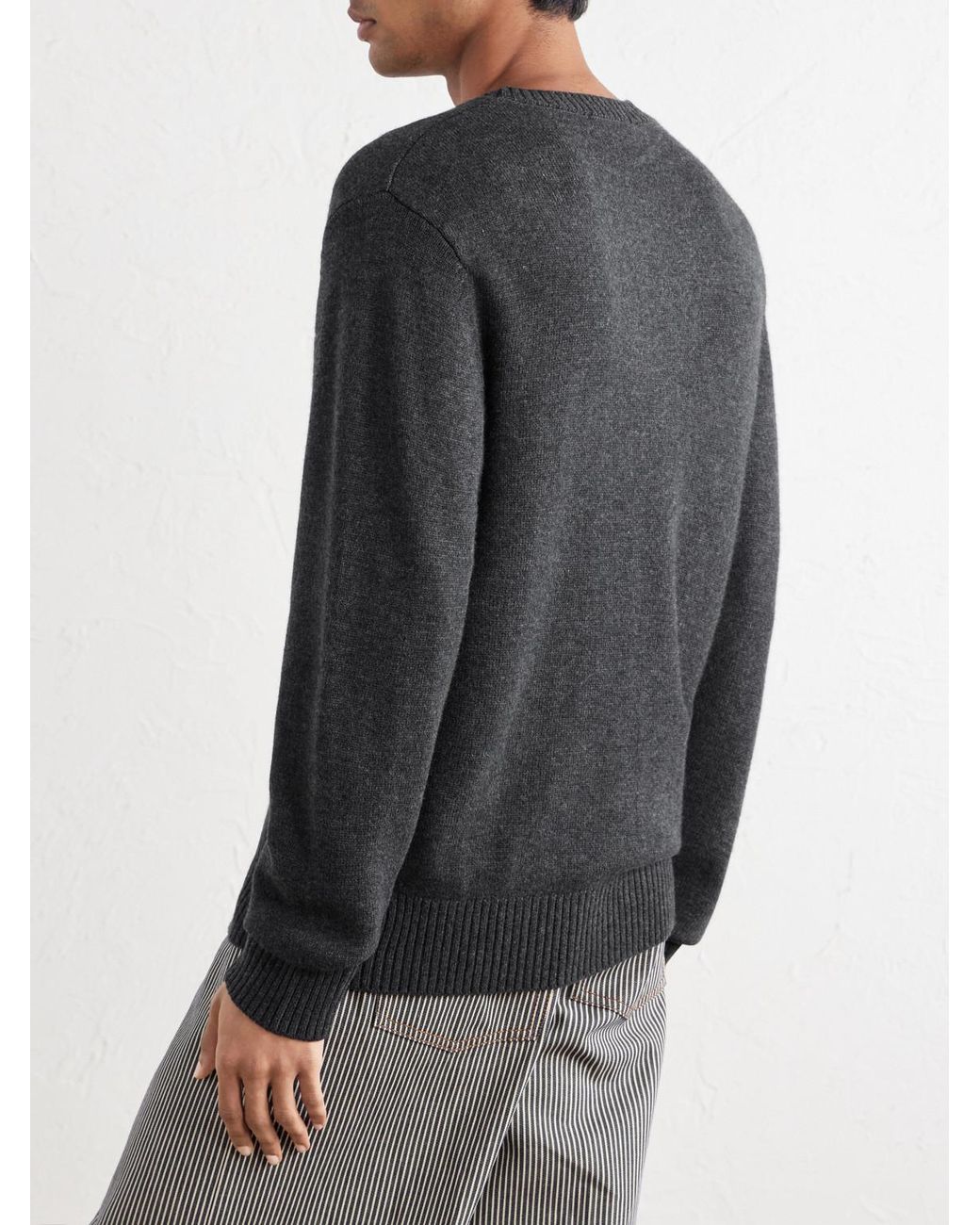 Officine Generale Black Mycrew Merino Wool And Cashmere-Blend Sweater for men