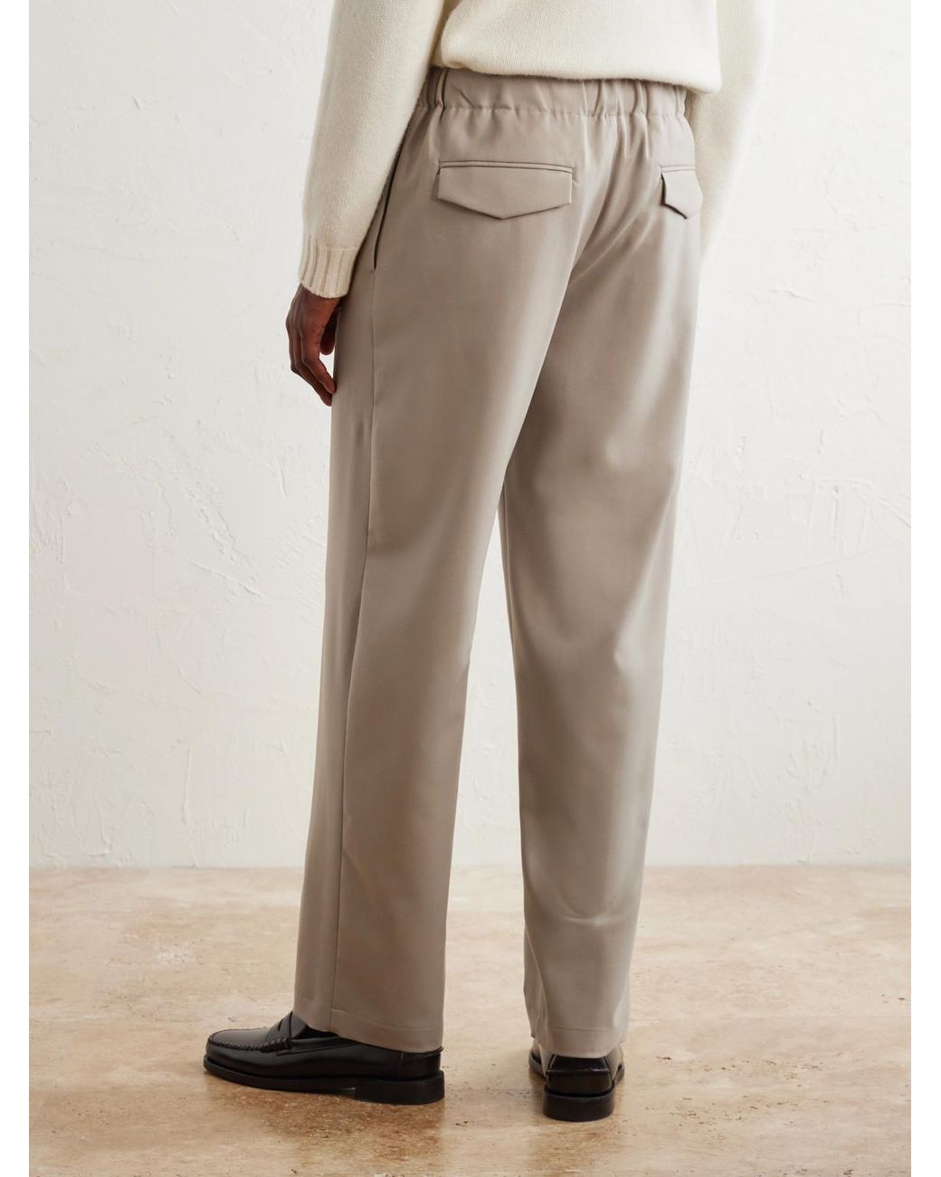 Lardini White Straight-Leg Stretch-Wool Flannel Trousers for men