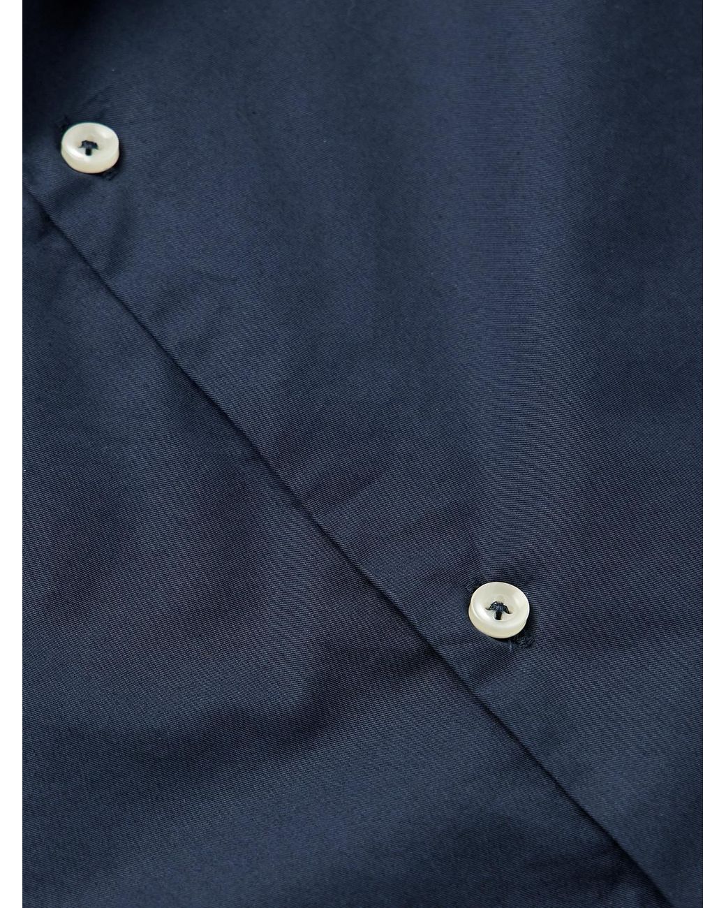 Officine Generale Blue Garment-Dyed Cotton-Poplin Shirt for men
