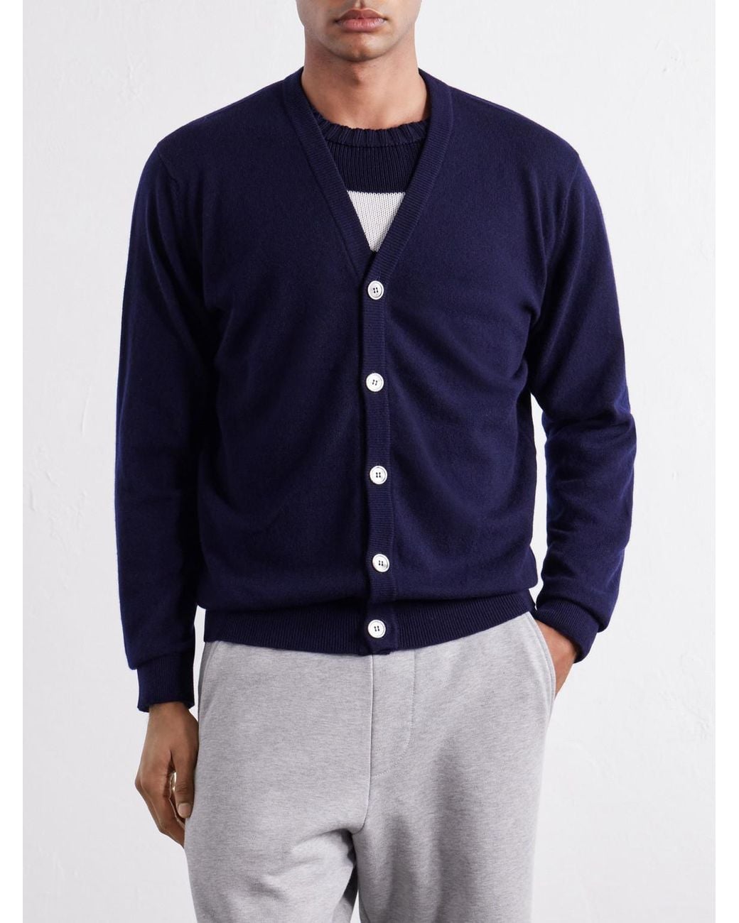 Begg x Co Blue Heriot Cashmere Cardigan for men