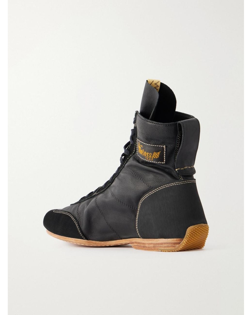 Visvim Black Mc Driver Suede-Trimmed Leather Lace-Up Boots for men