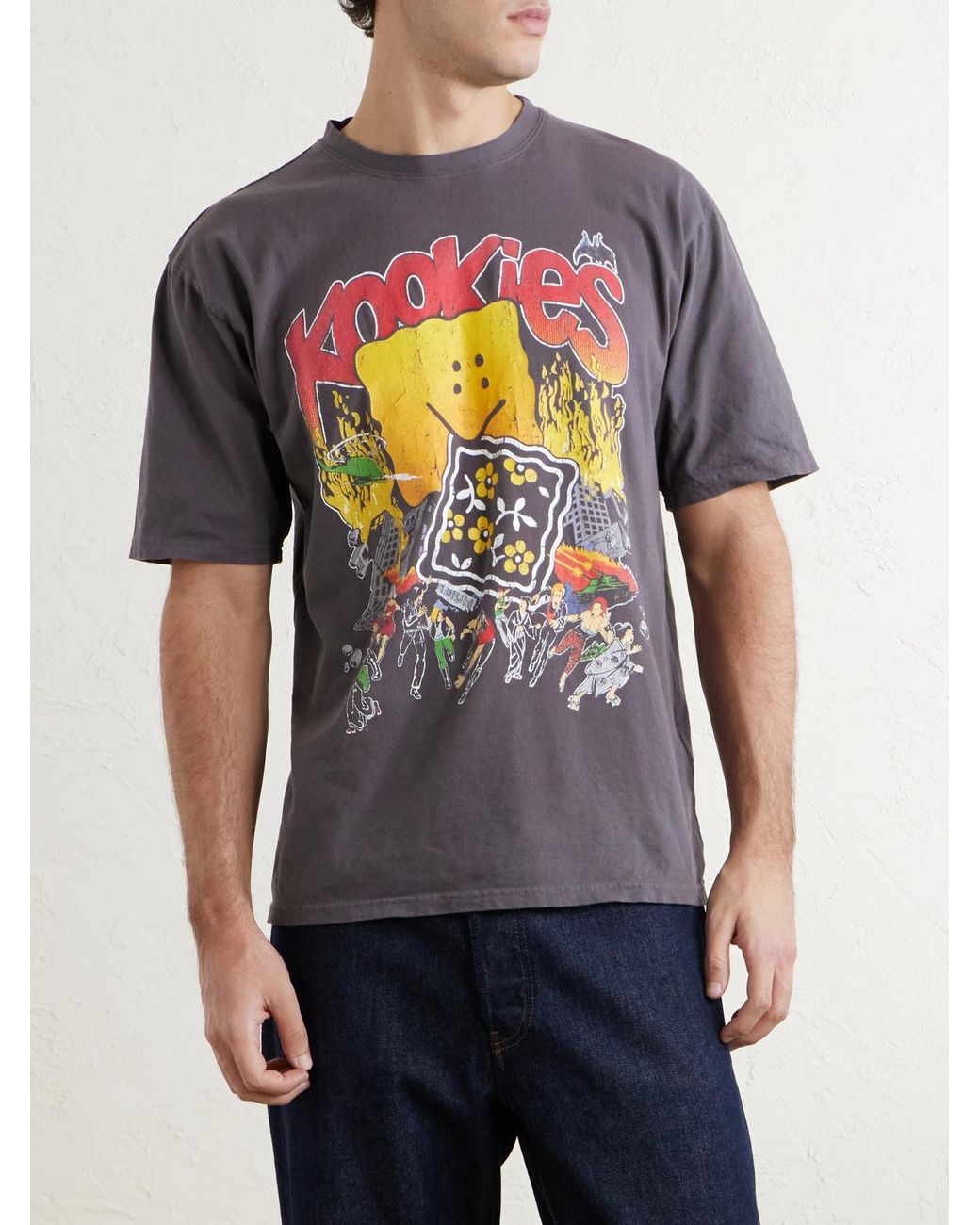 Kapital Gray Buster Peckish Bowy Printed Cotton-Jersey T-Shirt for men