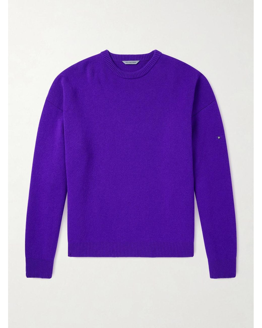 Balenciaga Purple City Embellished Wool-Blend Sweater for men