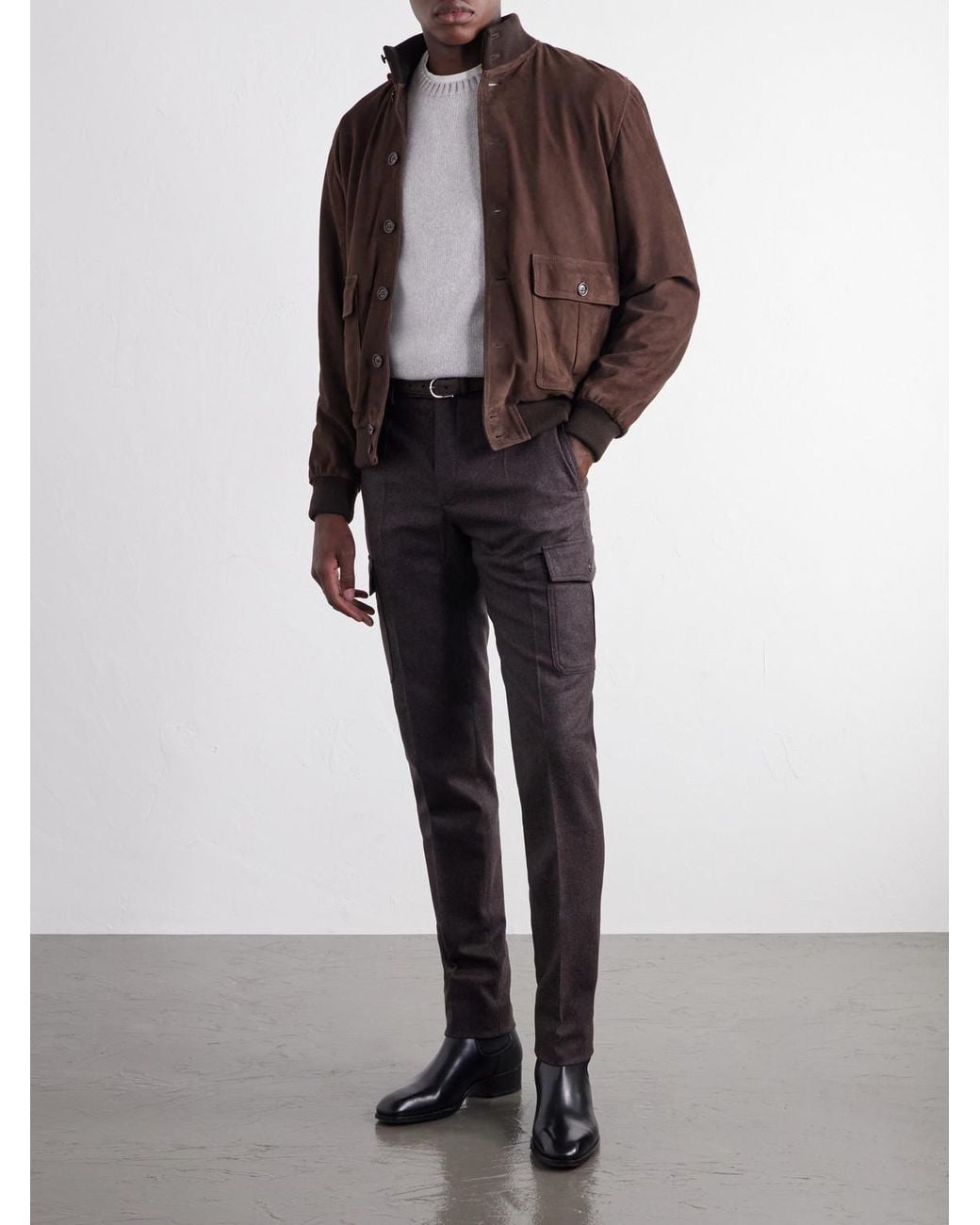 Slowear Gray Incotex Straight-leg Brushed Wool-blend Trousers for men