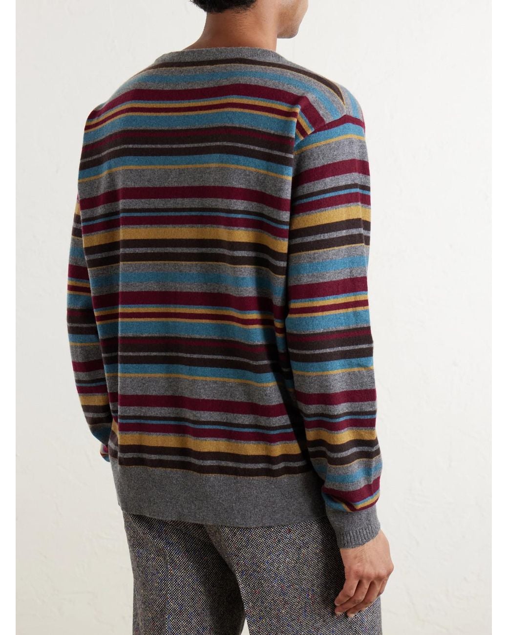 Dries Van Noten Blue Muroli Striped Cashmere Sweater for men