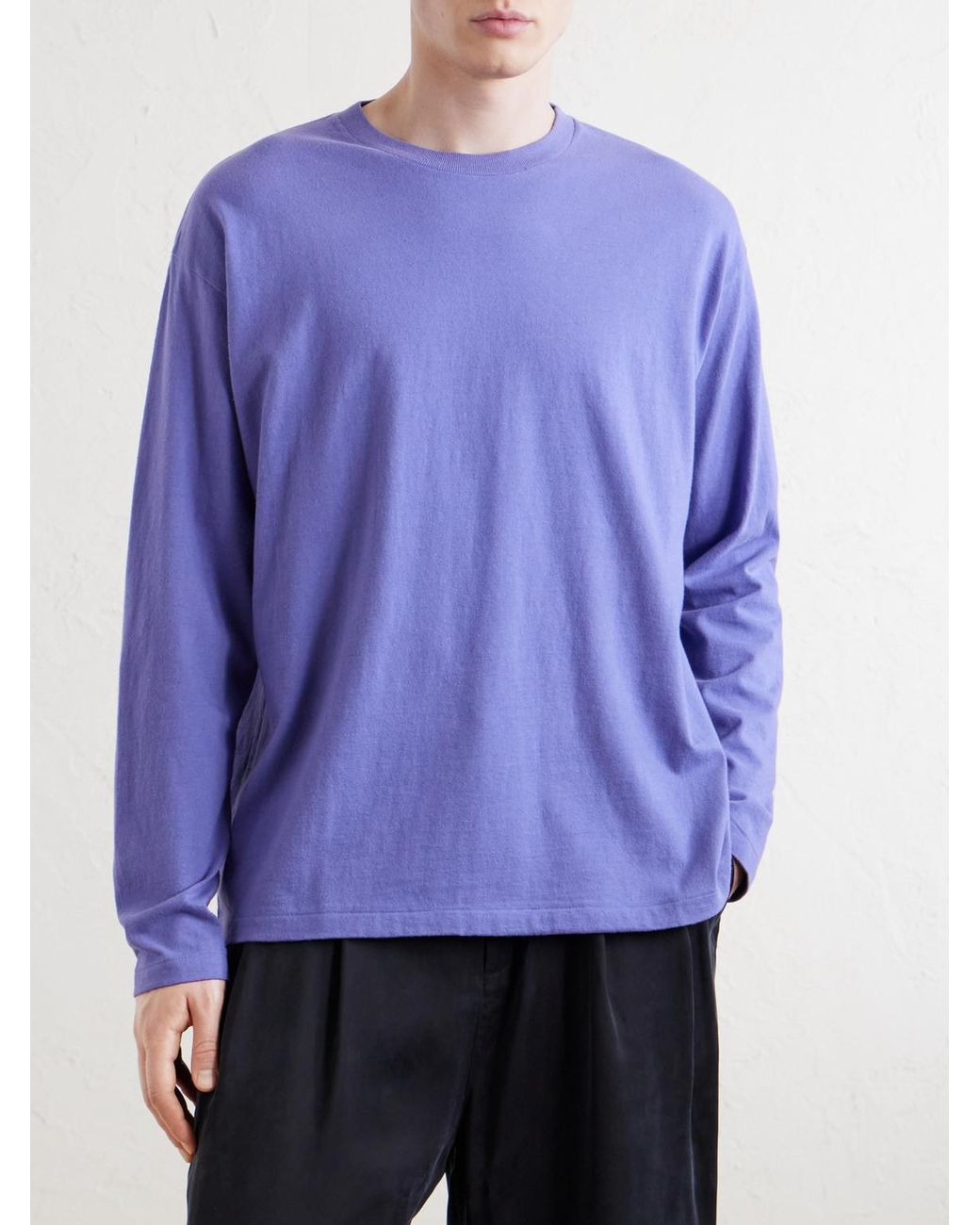 Auralee Blue Organic Cotton-Jersey T-Shirt for men