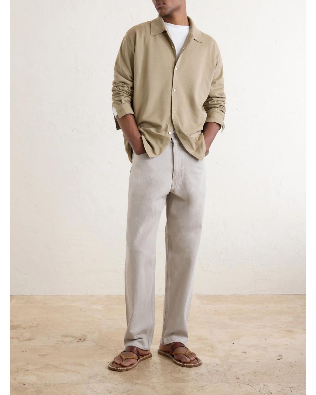 Auralee Natural Knitted Silk Shirt for men