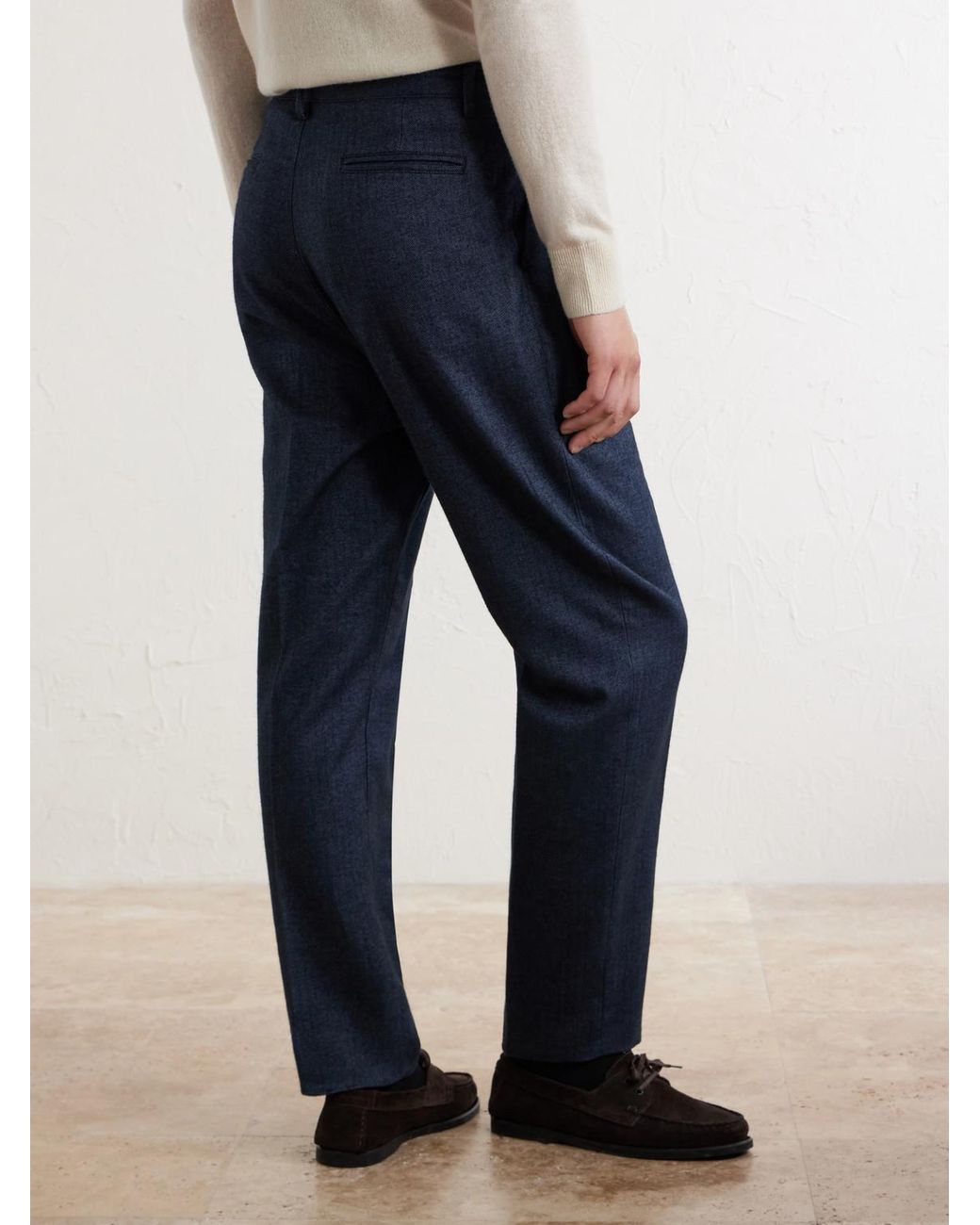 Massimo Alba Blue Stan Straight-Leg Pleated Cotton Trousers for men