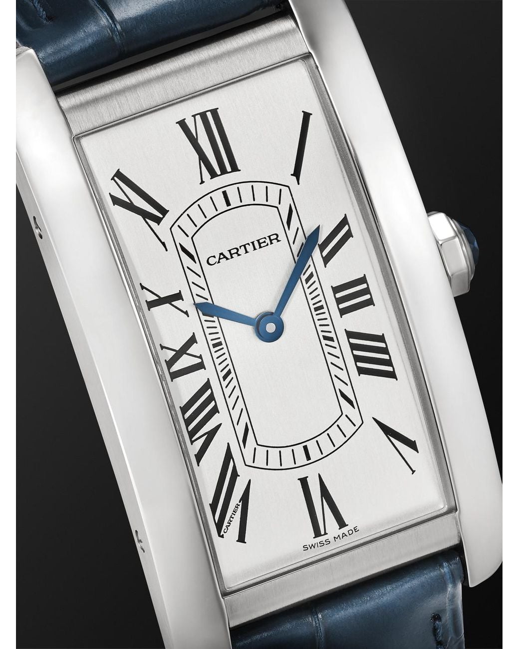 Cartier Black Tank Américaine Automatic Stainless Steel Watch, Ref. Wsta0083 for men