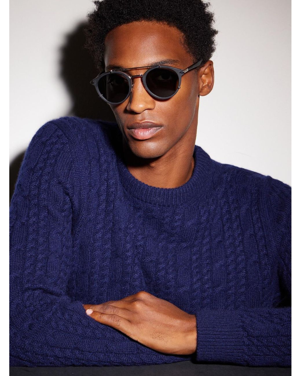 Dior Gray Diorblacksuit R7U Double-Bridge Round-Frame Acetate And-Tone Metal Sunglasses for men