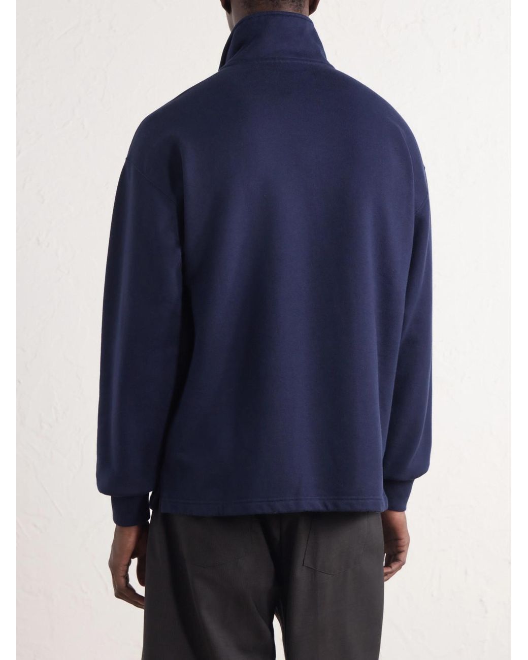 Aimé Leon Dore Blue Logo-Appliquéd Cotton Half-Zip Sweatshirt for men
